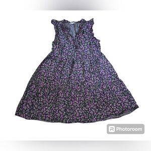 Time and Tru Women's Size Small (4-6) V-Neck Tie Strap Midi Dress Floral Purple